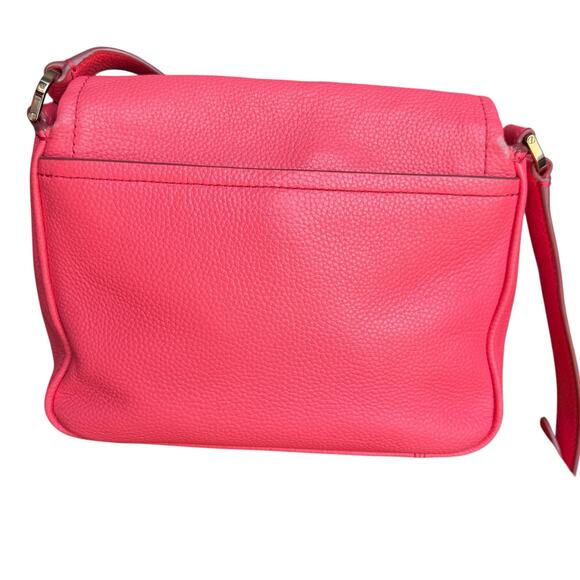 Kate Spade Pebble Leather Crossbody Shoulder Bag Large Flap Barbiecore Pink READ - Picture 3 of 16